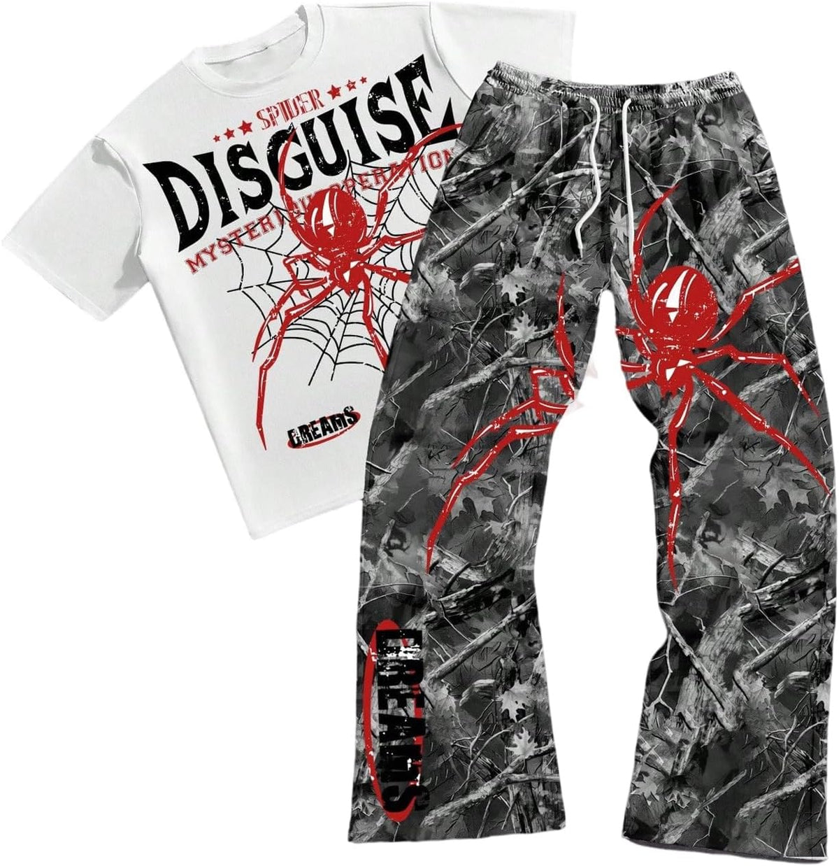 Men'S Y2K Outfits 2 Piece Graphic Tee and Pants Rave Sweatsuits Set