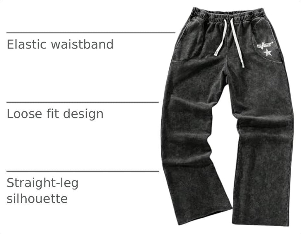Men'S Y2K Baggy Sweatpants Drawstring Casual Pants